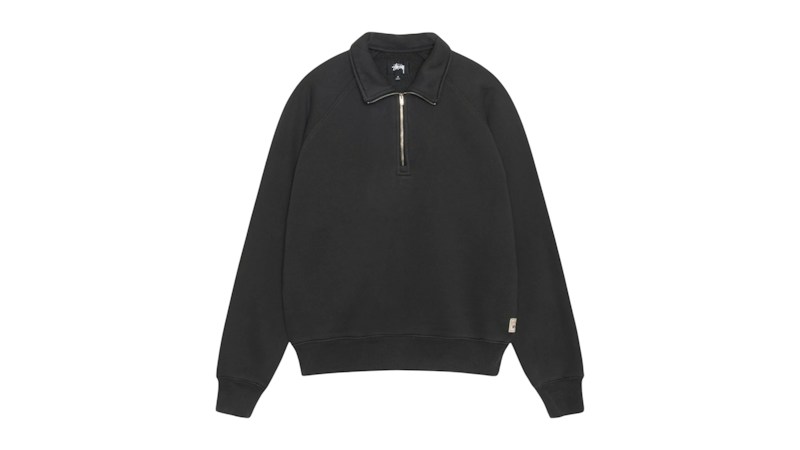 Stussy Relaxed Half Zip Washed Zwart
