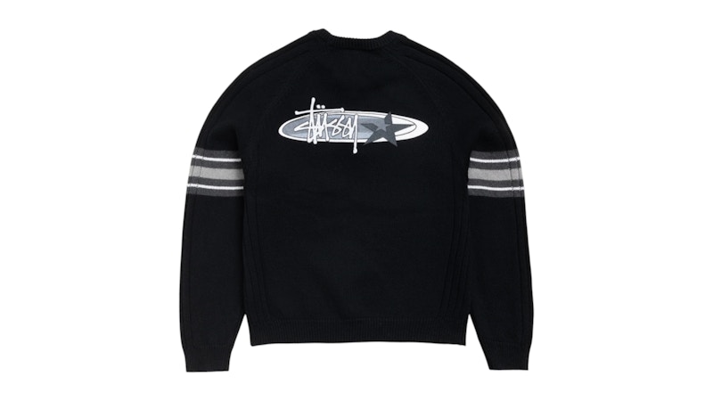 Stussy Stripe Raglan Crew Zwart