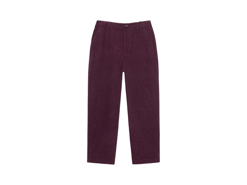 Stussy Textured Wool Relaxed Trouser Wine