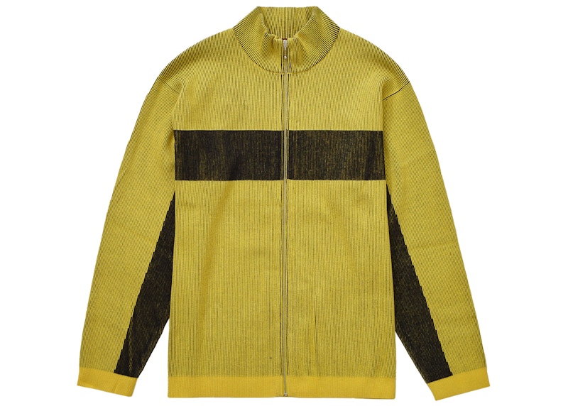 Supreme 2-Tone Ribbed Zip Up Sweater Geel