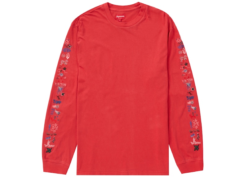 Supreme AOI Icons L/S Top Washed Rood