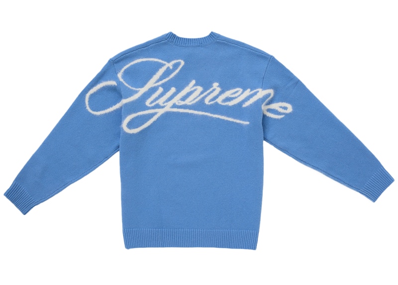 Supreme Angora Script Sweater Light Blauw
