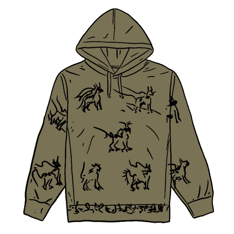 Supreme Animals Hooded Sweatshirt Light Olijf
