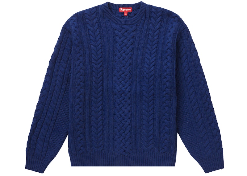 Supreme Appliqué Cable Knit Sweater Blauw