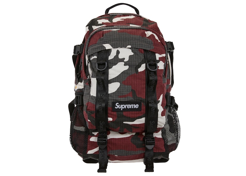 Supreme Logo Backpack Camo Rood