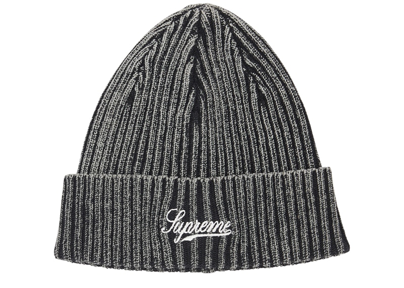 Supreme Bleached Rib Beanie Zwart