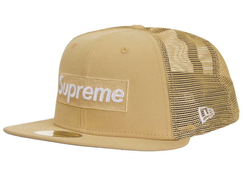 Supreme Box Logo Mesh Back New Era Cap SS24 Light Goud