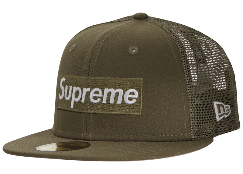 Supreme Box Logo Mesh Back New Era Hat Olijf
