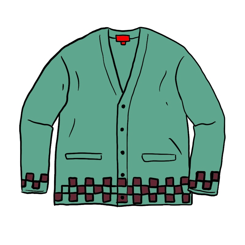 Supreme Brushed Checkerboard Cardigan Groen