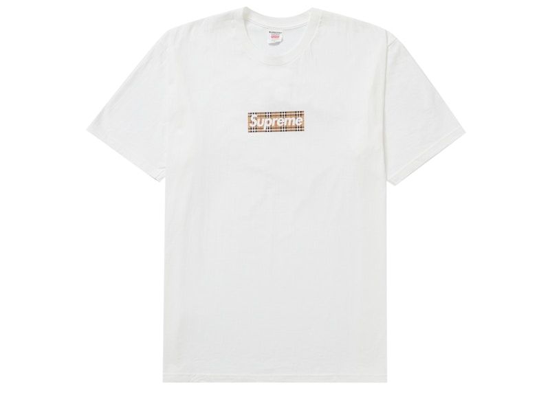 Supreme Burberry Box Logo Tee Wit