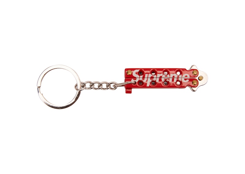 Supreme Butterfly Knife Keychain Rood