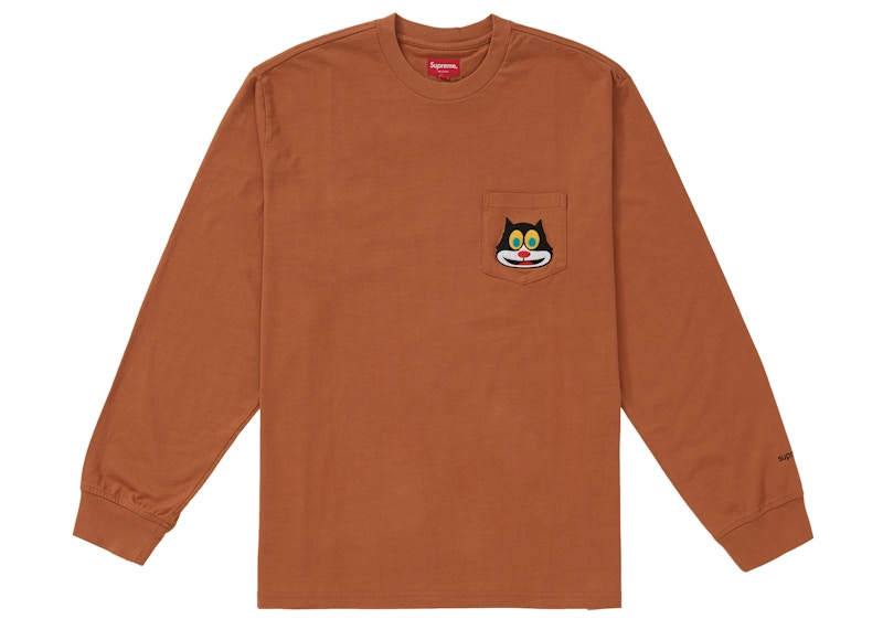 Supreme Cat L/S Pocket Tee Rust