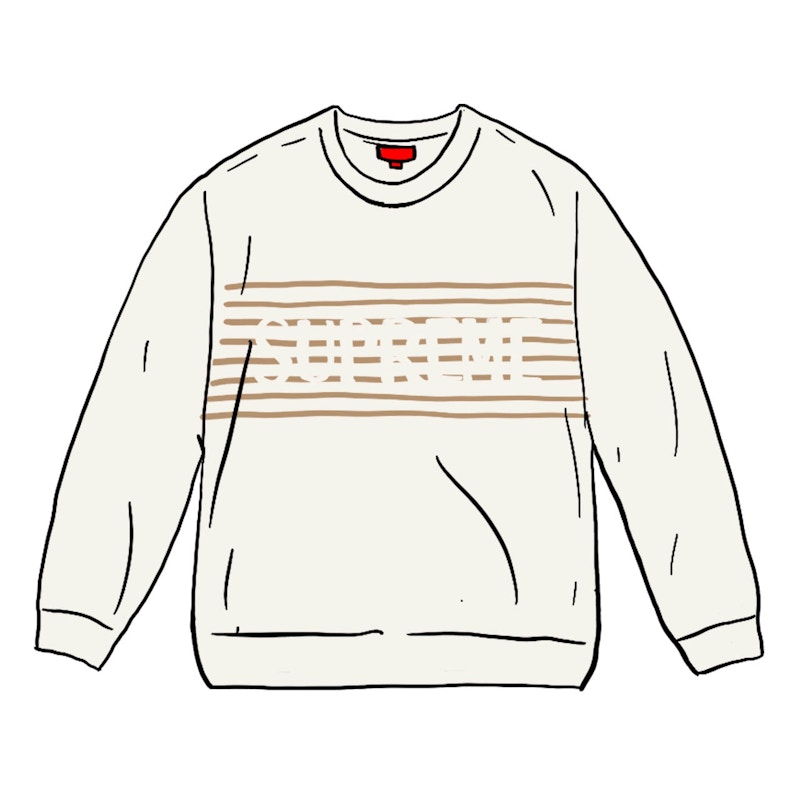 Supreme Chest Stripe Sweater Ivory Wit