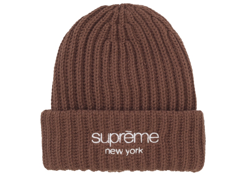Supreme Chunky Rib Classic Logo Beanie Bruin