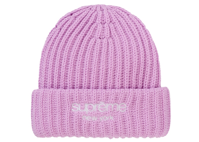 Supreme Chunky Rib Classic Logo Beanie Roze