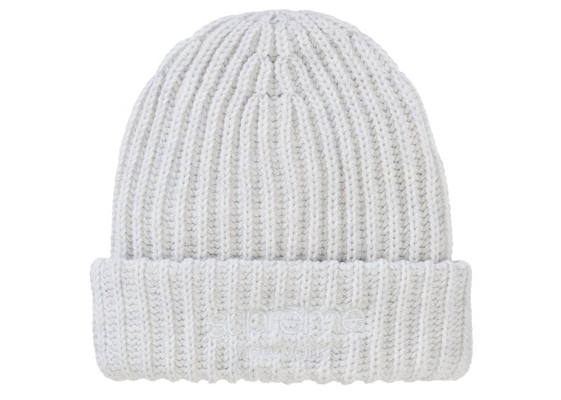 Supreme Chunky Rib Classic Logo Beanie Wit