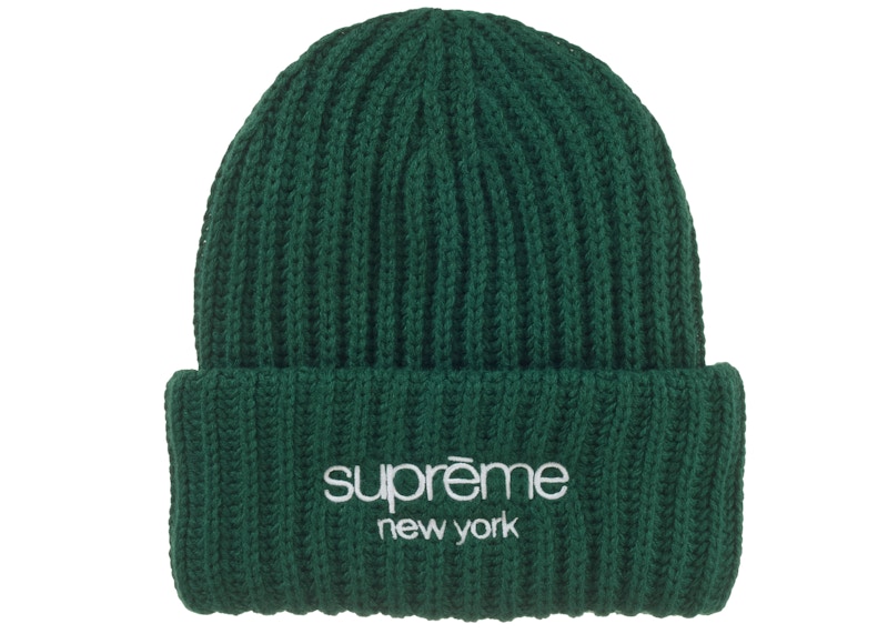 Supreme Classic Logo Chunky Ribbed Beanie Dark Groen