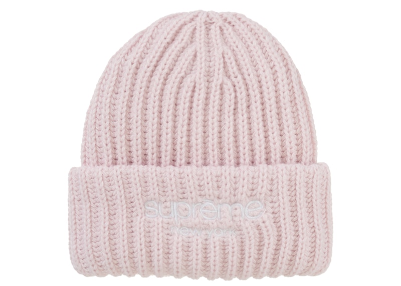 Supreme Classic Logo Chunky Ribbed Beanie Light Roze