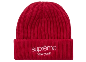 Supreme Classic Logo Chunky Ribbed Beanie Rood