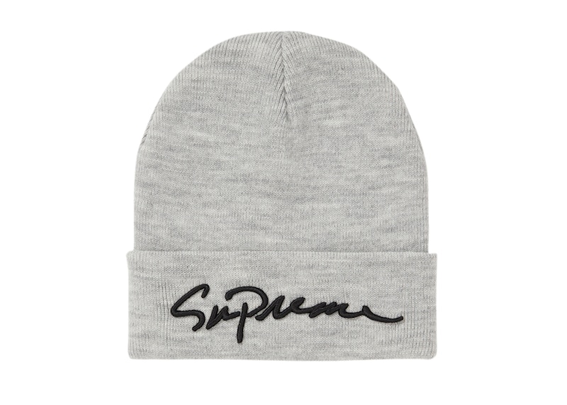 Supreme Classic Script Beanie Heather Grijs