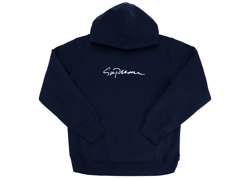 Supreme Classic Script Hooded Sweatshirt Blauw
