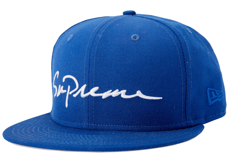 Supreme Classic Script New Era Cap Royal Blauw