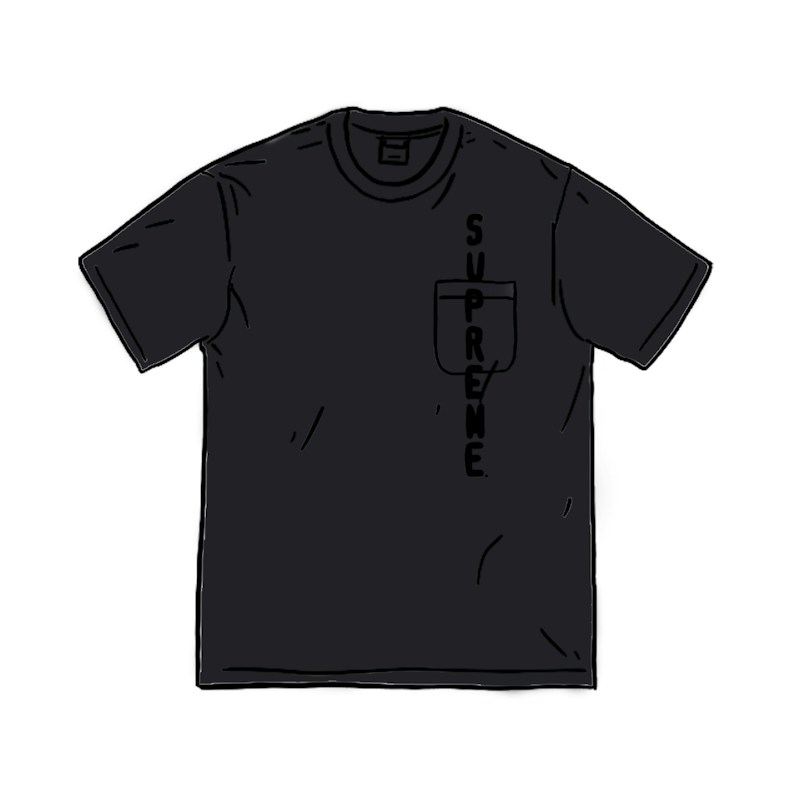 Supreme Contrast Stitch Pocket Tee Zwart