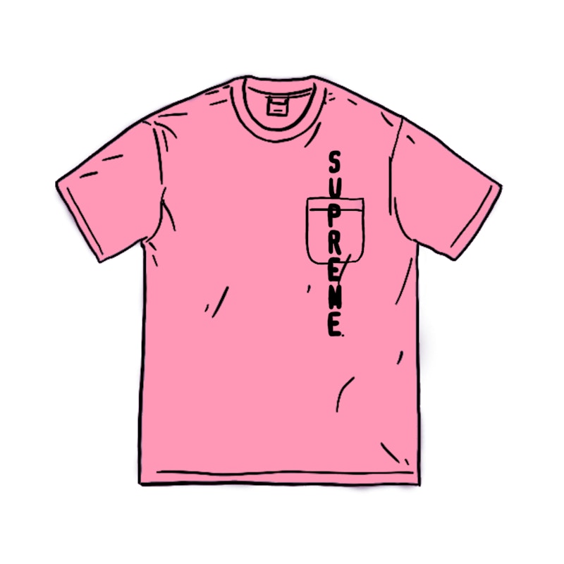 Supreme Contrast Stitch Pocket Tee Roze
