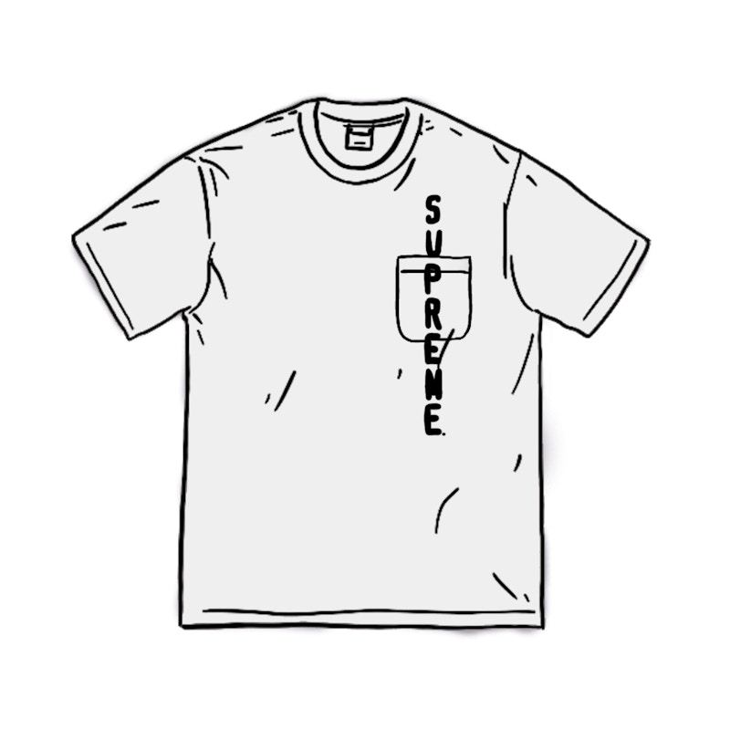 Supreme Contrast Stitch Pocket Tee Wit