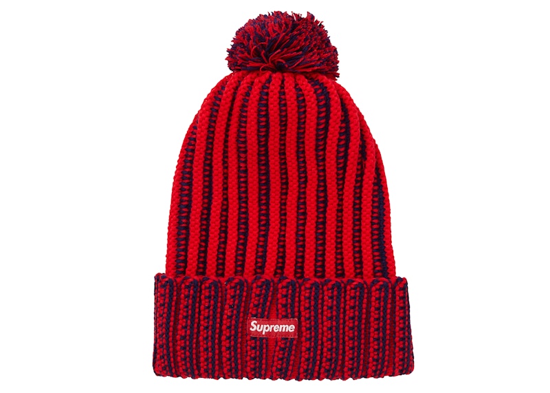 Supreme Contrast Stripe Beanie Rood