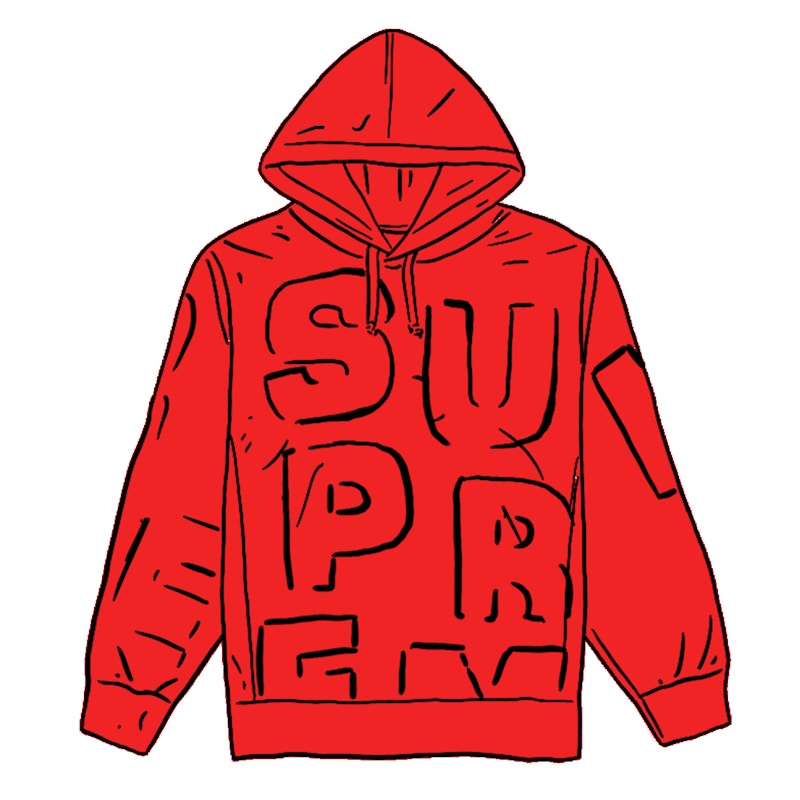 Supreme Cutout Letters Hooded Sweatshirt Rood