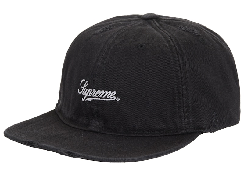 Supreme Distressed Script 6-Panel Zwart