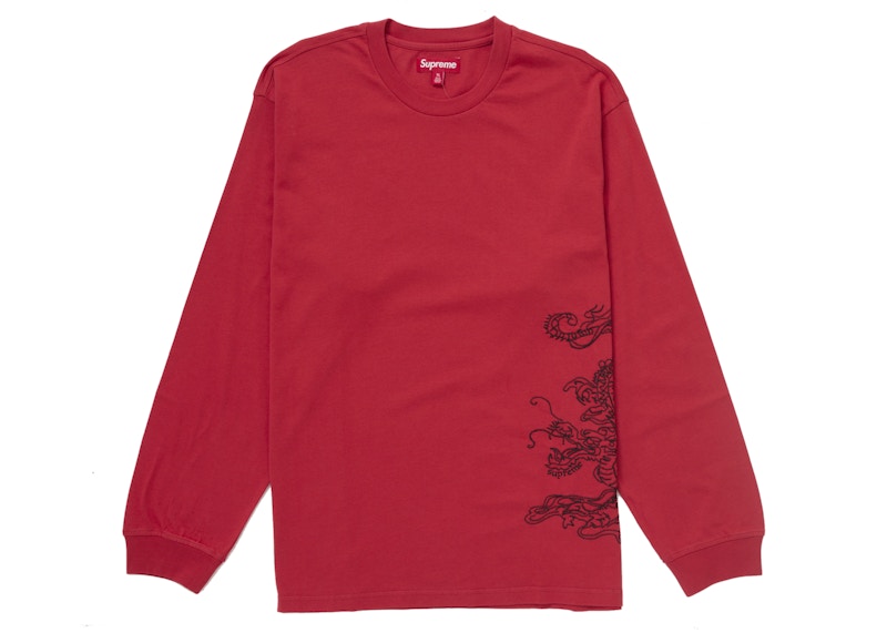 Supreme Dragon Embroidered L/S Top Rood