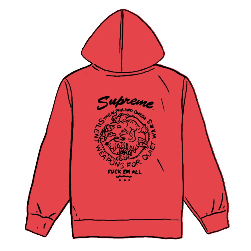 Supreme Dragon Overdyed Hooded Sweatshirt Rood