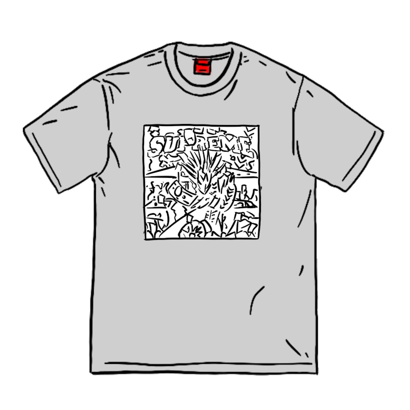 Supreme Dragon Tee Heather Grijs