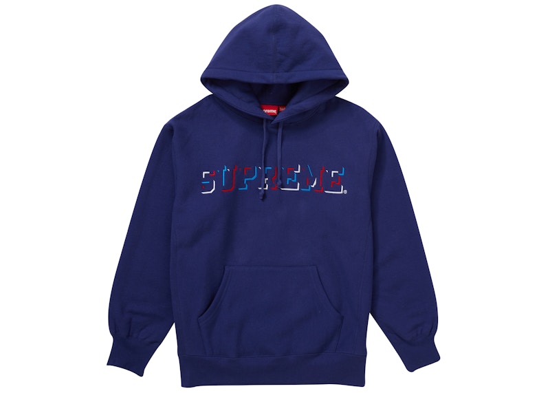 Supreme Drop Shadow Hooded Sweatshirt Washed Marineblauw
