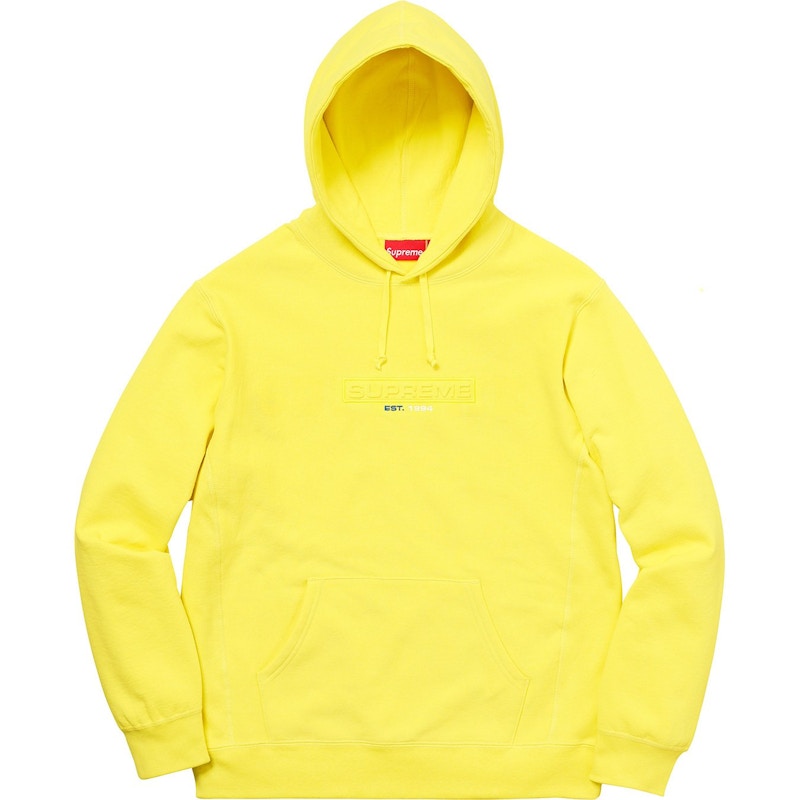 Supreme Embossed Logo Hooded Sweatshirt Lemon