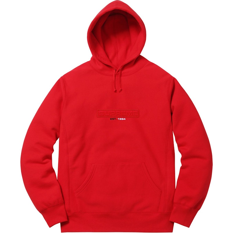 Supreme Embossed Logo Hooded Sweatshirt Rood
