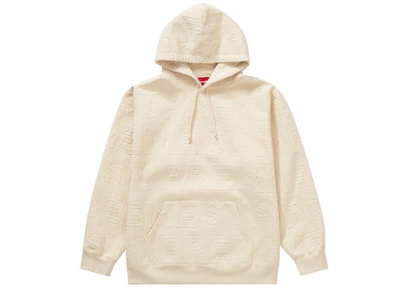 Supreme Embossed Logos Hooded Sweatshirt Natural