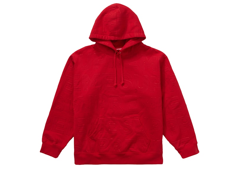 Supreme Embossed Logos Hooded Sweatshirt Rood