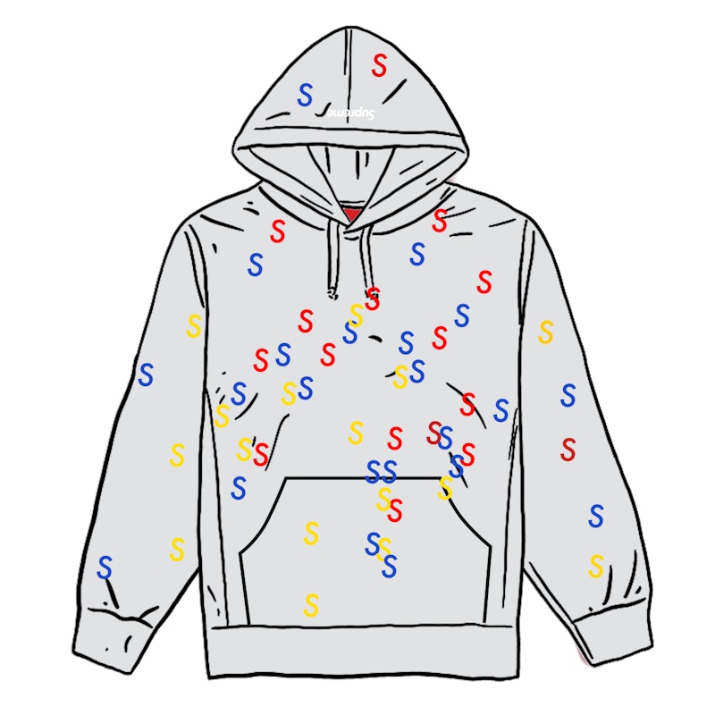 Supreme Embroidered S Hooded Sweatshirt Ash Grijs