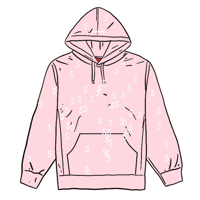 Supreme Embroidered S Hooded Sweatshirt Light Roze