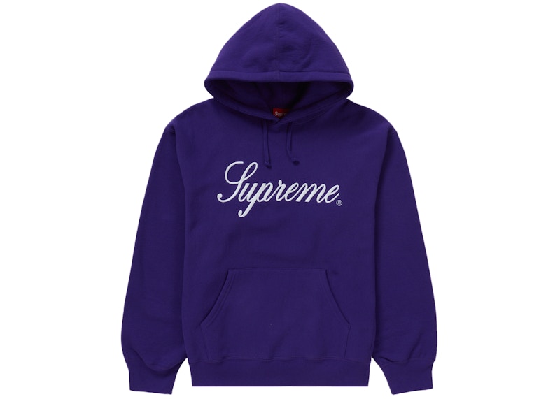 Supreme Embroidered Script Hooded Sweatshirt Paars