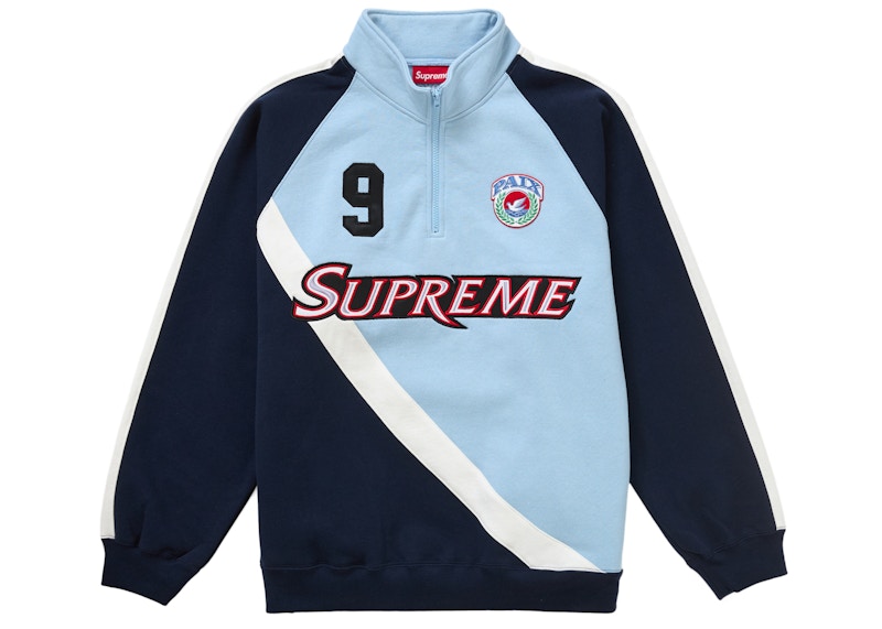 Supreme Equipe Half Zip Sweatshirt Light Blauw