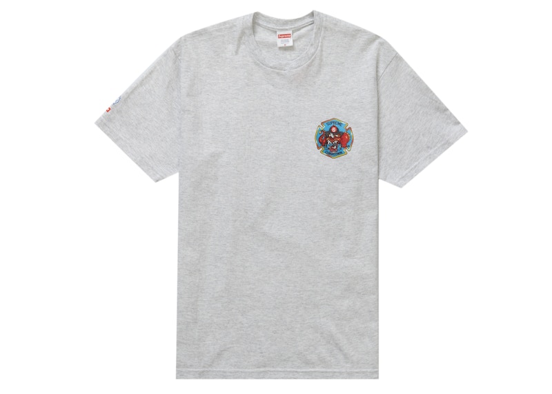 Supreme FDNY Engine 9 Tee Ash Grijs
