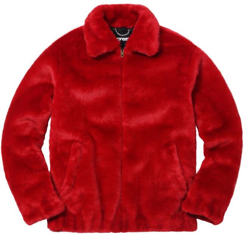 Supreme Faux Fur Bomber Jacket Rood