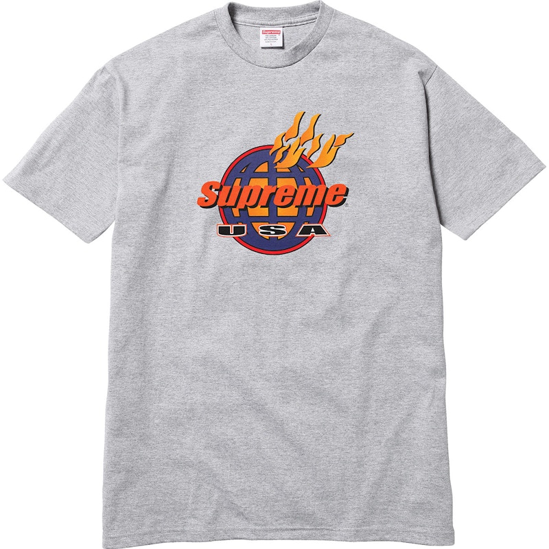 Supreme Fire Tee Heather Grijs