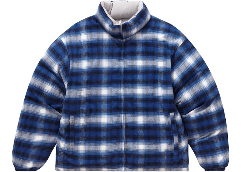 Supreme Flannel Reversible Puffer Jacket Grijs
