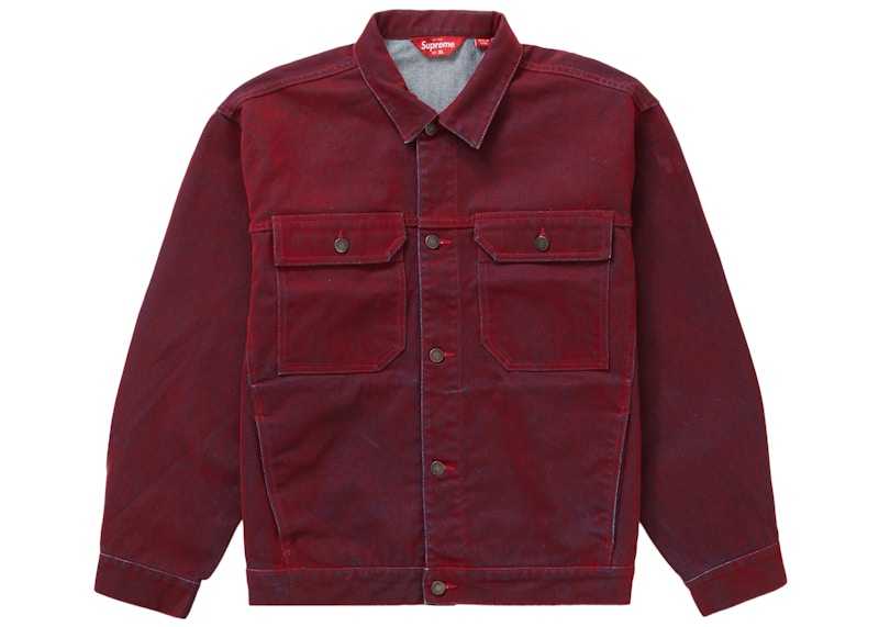 Supreme Flocked Trucker Jacket Rood