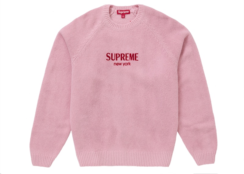 Supreme Flocked Logo Sweater Roze